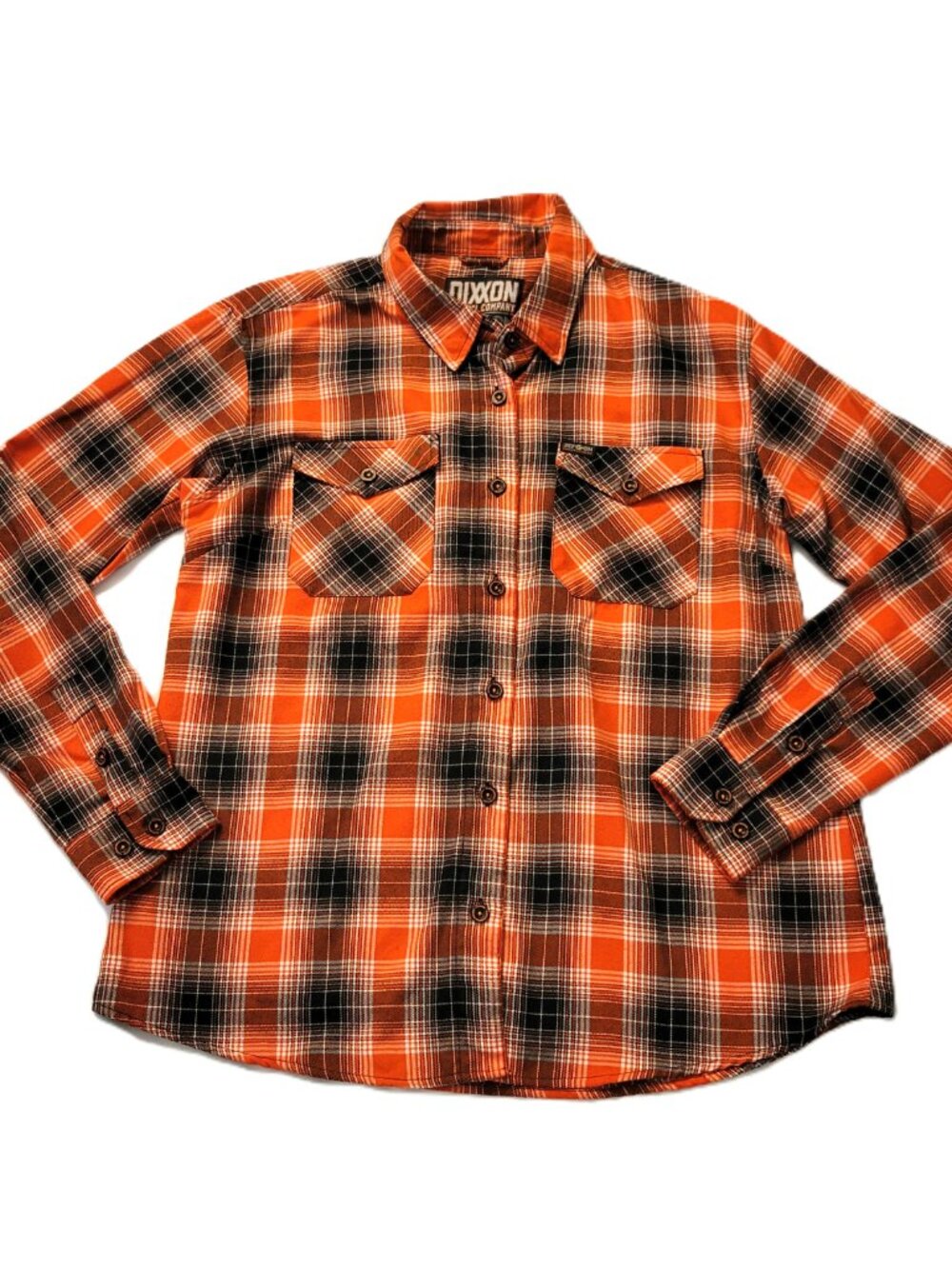 Dixxon Flannel Co Defcon Powersports Orange Black Plaid Shirt Men's XL D-Tech